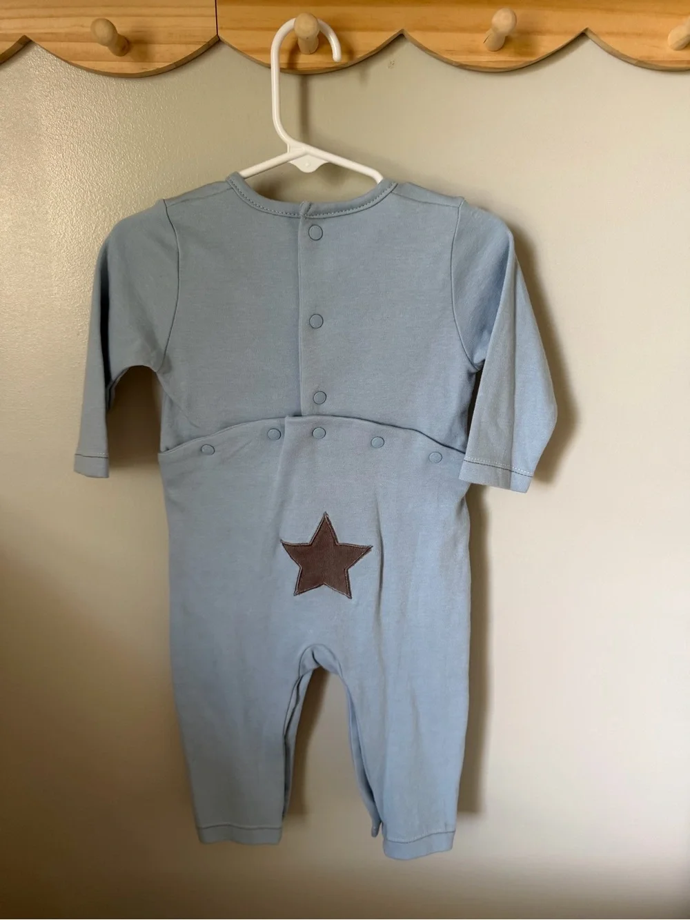 NWT Wendy Bellissimo Unisex 6-9M Blue Knit Cotton Jumper One Pc Star Butt Snap